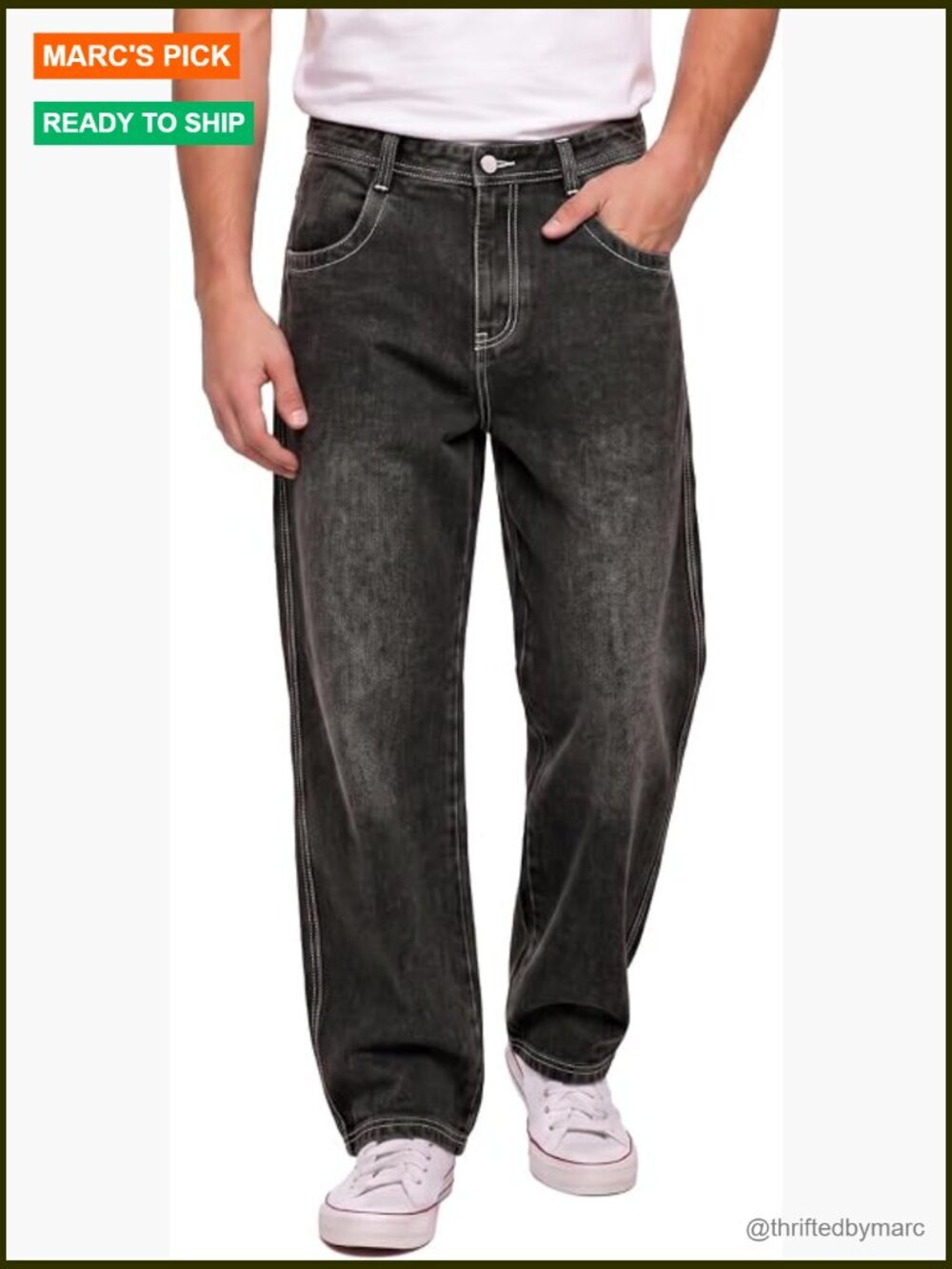 Mens Baggy Wide Leg Y2K Streetwear Denim Pants